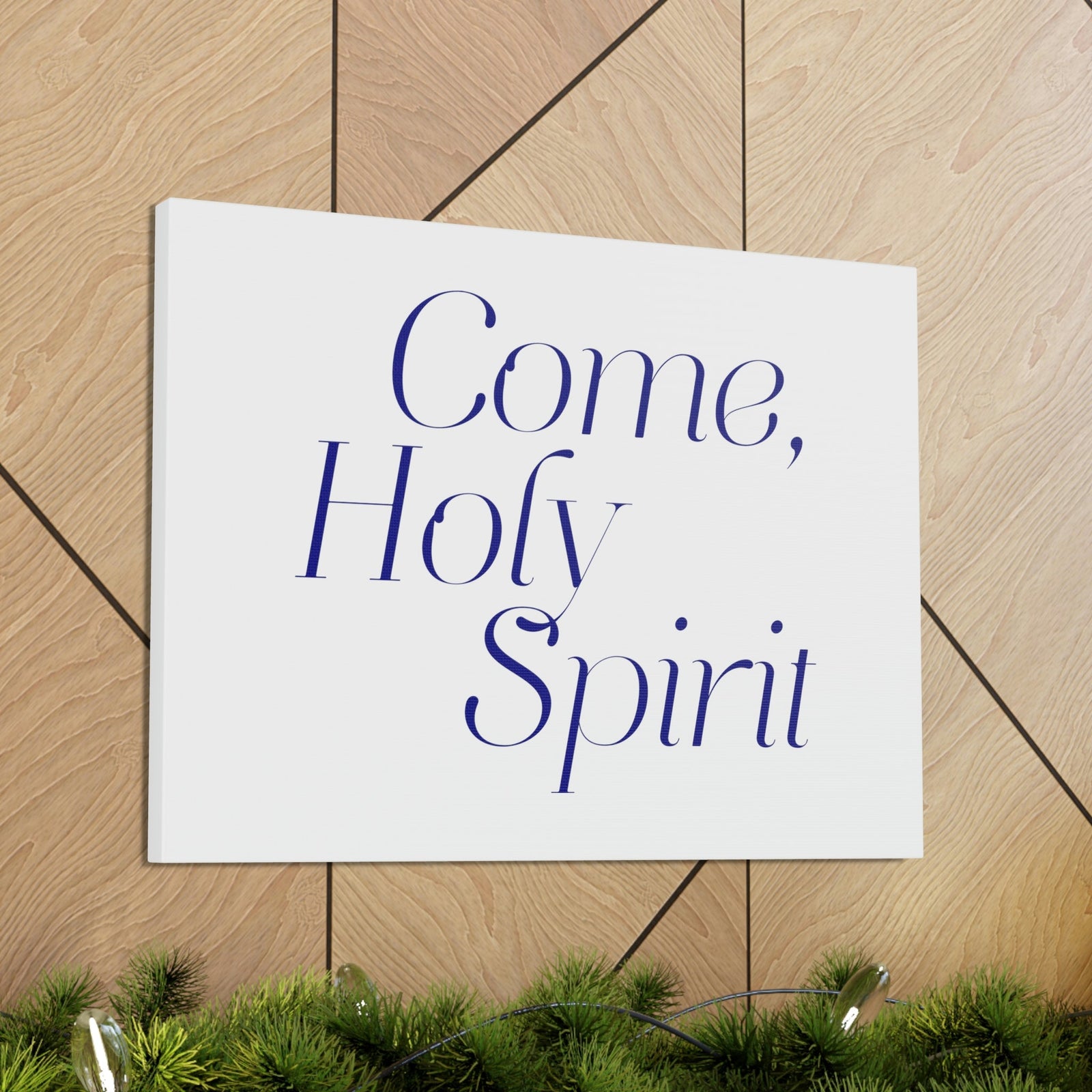 Scripture Walls Come, Holy Spirit John 14:26 Dark Blue Bible Verse Canvas Christian Wall Art Ready to Hang Unframed-Express Your Love Gifts