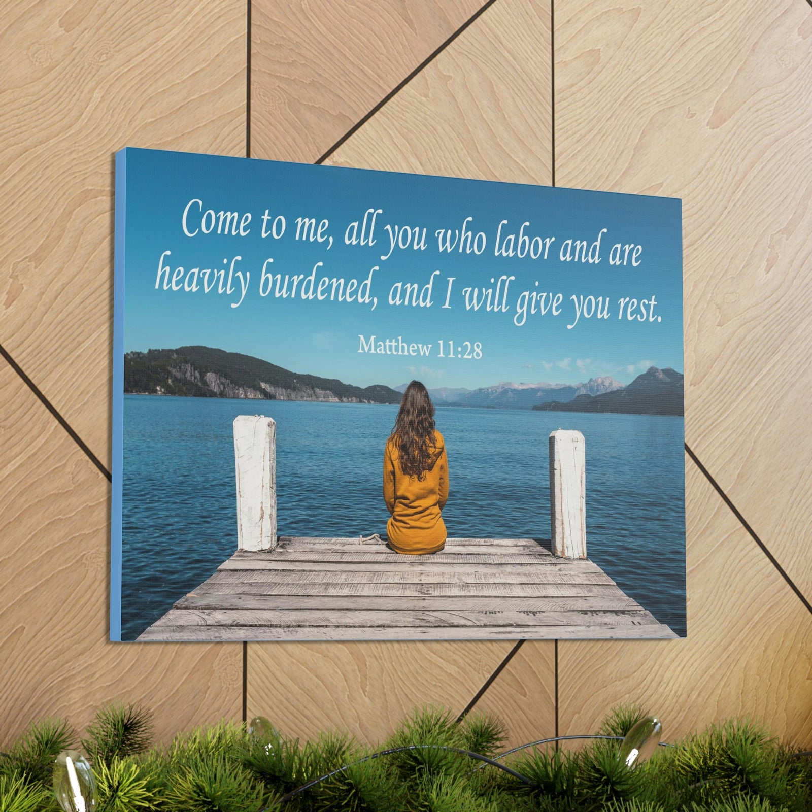 Scripture Walls Come To Me Matthew 11:28 Bible Verse Canvas Christian Wall Art Ready to Hang Unframed-Express Your Love Gifts