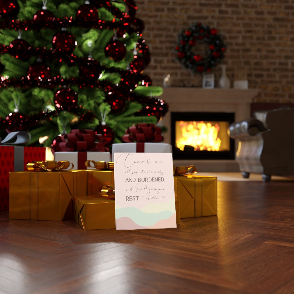 Scripture Walls Come To Me Matthew 11:28 Pink Bible Verse Canvas Christian Wall Art Ready to Hang Unframed-Express Your Love Gifts