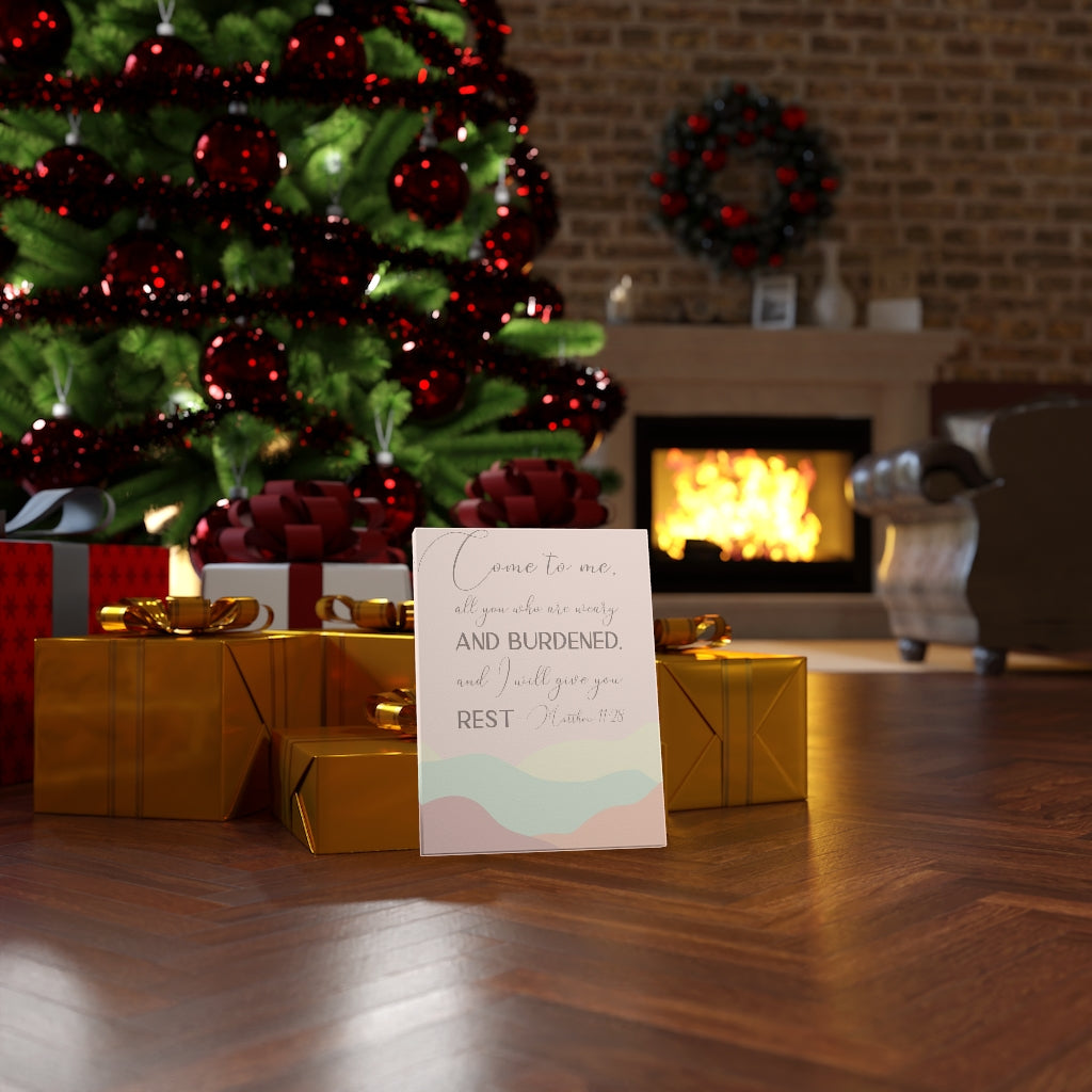 Scripture Walls Come To Me Matthew 11:28 Pink Bible Verse Canvas Christian Wall Art Ready to Hang Unframed-Express Your Love Gifts