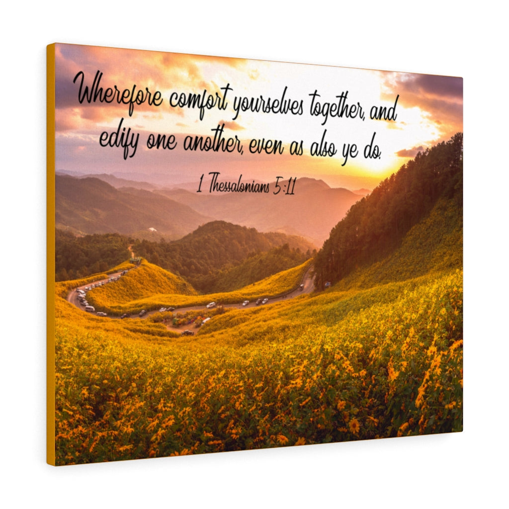 Scripture Walls Comfort Yourselves 1 Thessalonians 5:11 Bible Verse Canvas Christian Wall Art Ready to Hang Unframed-Express Your Love Gifts