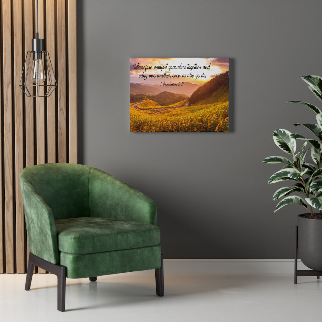 Scripture Walls Comfort Yourselves 1 Thessalonians 5:11 Bible Verse Canvas Christian Wall Art Ready to Hang Unframed-Express Your Love Gifts