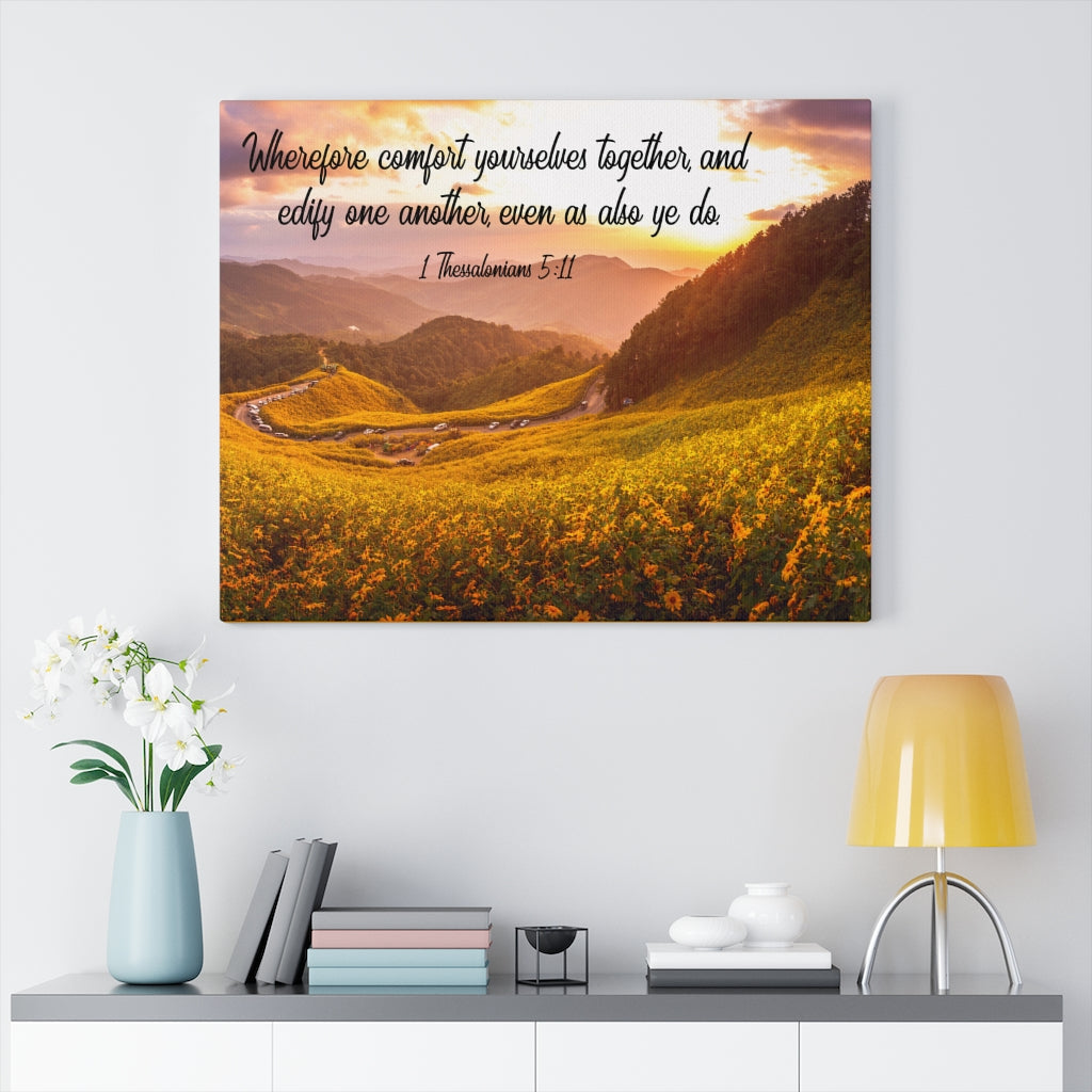 Scripture Walls Comfort Yourselves 1 Thessalonians 5:11 Bible Verse Canvas Christian Wall Art Ready to Hang Unframed-Express Your Love Gifts