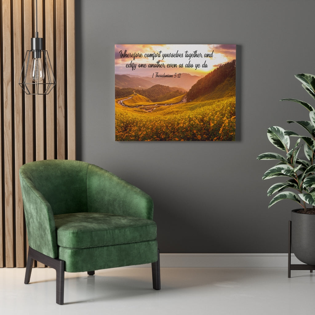 Scripture Walls Comfort Yourselves 1 Thessalonians 5:11 Bible Verse Canvas Christian Wall Art Ready to Hang Unframed-Express Your Love Gifts