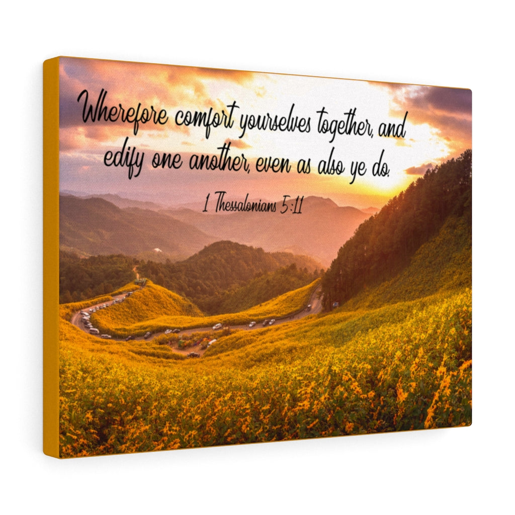 Scripture Walls Comfort Yourselves 1 Thessalonians 5:11 Bible Verse Canvas Christian Wall Art Ready to Hang Unframed-Express Your Love Gifts