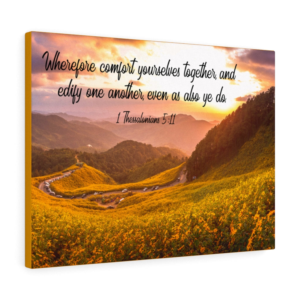 Scripture Walls Comfort Yourselves 1 Thessalonians 5:11 Bible Verse Canvas Christian Wall Art Ready to Hang Unframed-Express Your Love Gifts