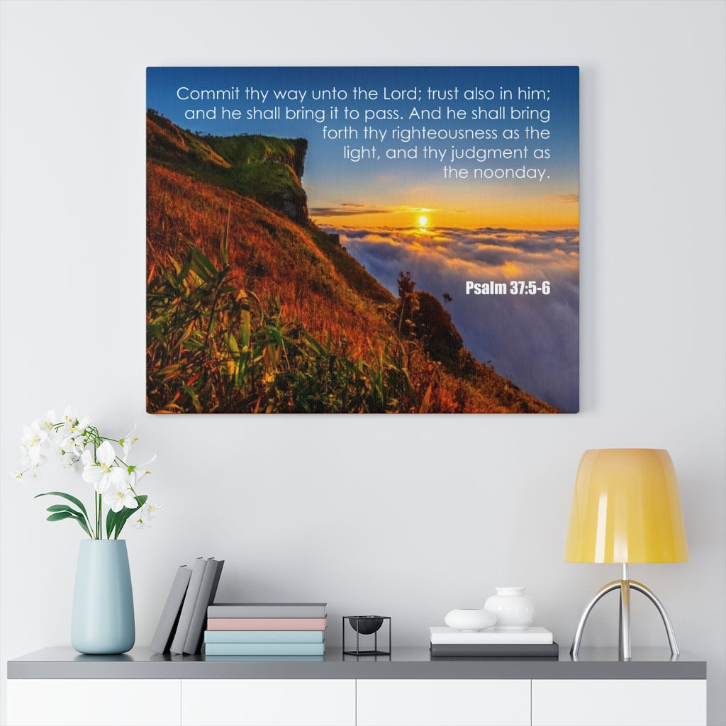 Scripture Walls Commit Thy Way Psalm 37:5-6 Bible Verse Canvas Christian Wall Art Ready to Hang Unframed-Express Your Love Gifts