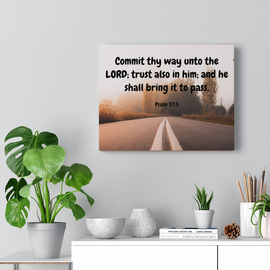 Scripture Walls Commit Thy Way Psalms 37:5 Bible Verse Canvas Christian Wall Art Ready to Hang Unframed-Express Your Love Gifts