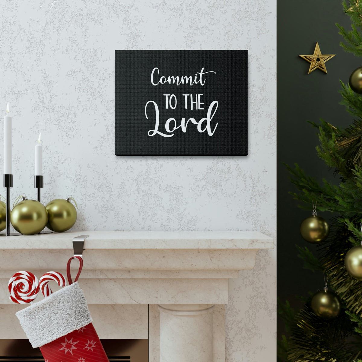 Scripture Walls Commit To The Lord Proverbs 16:3 Black Christian Wall Art Bible Verse Print Ready to Hang Unframed-Express Your Love Gifts