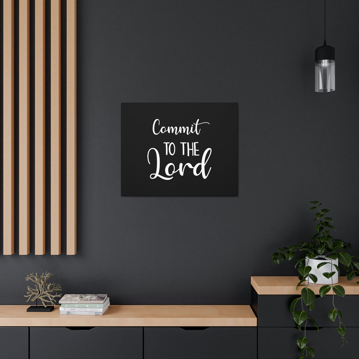 Scripture Walls Commit To The Lord Proverbs 16:3 Black Christian Wall Art Bible Verse Print Ready to Hang Unframed-Express Your Love Gifts