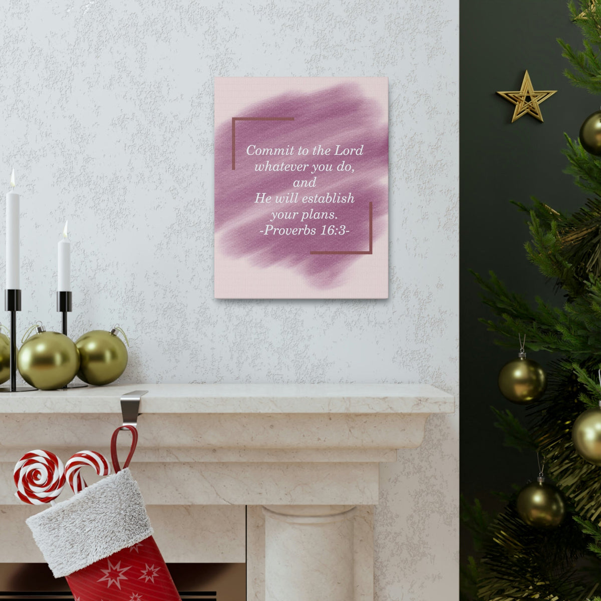 Scripture Walls Commit To The Lord Proverbs 16:3 Maroon Christian Wall Art Bible Verse Print Ready to Hang Unframed-Express Your Love Gifts