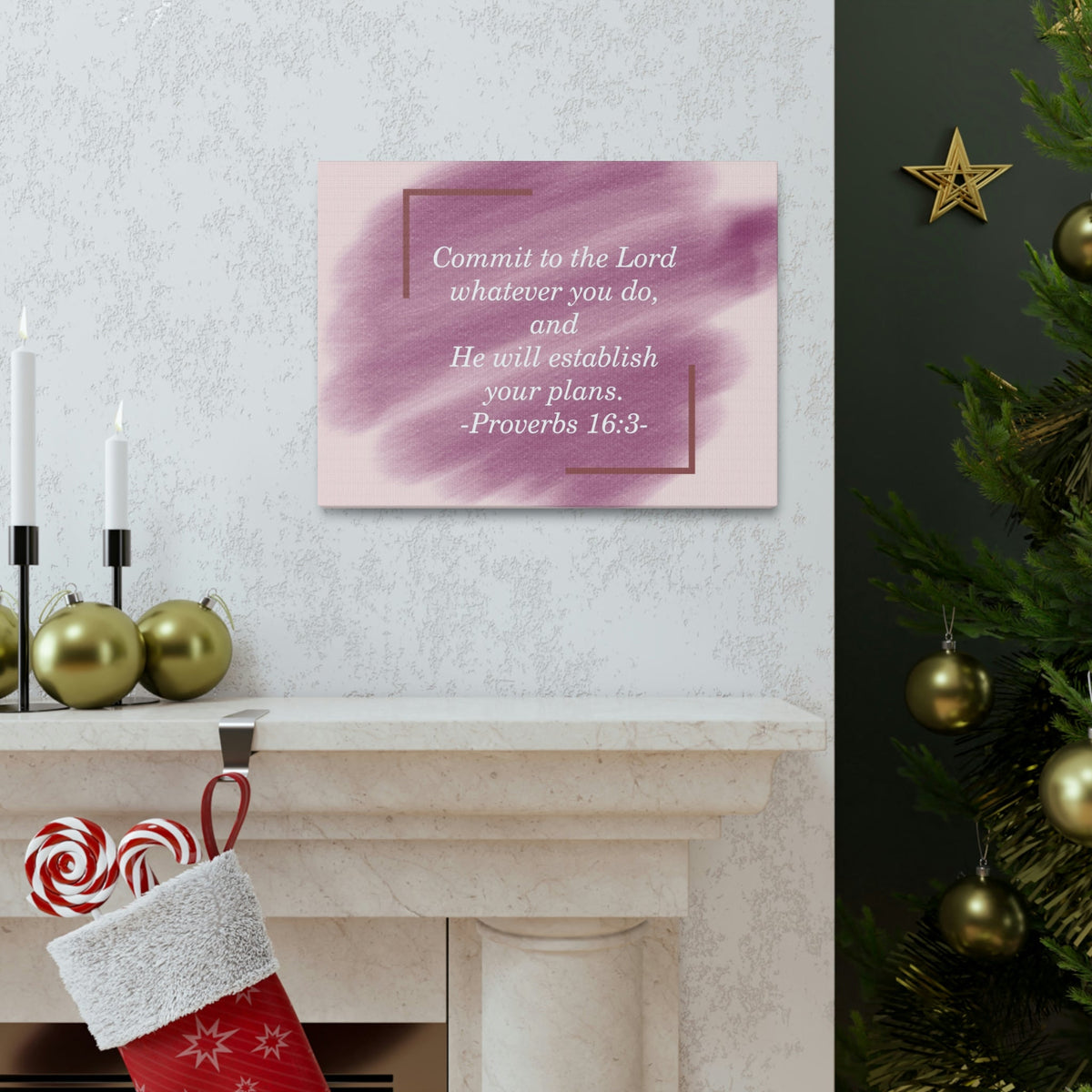 Scripture Walls Commit To The Lord Proverbs 16:3 Maroon Christian Wall Art Bible Verse Print Ready to Hang Unframed-Express Your Love Gifts
