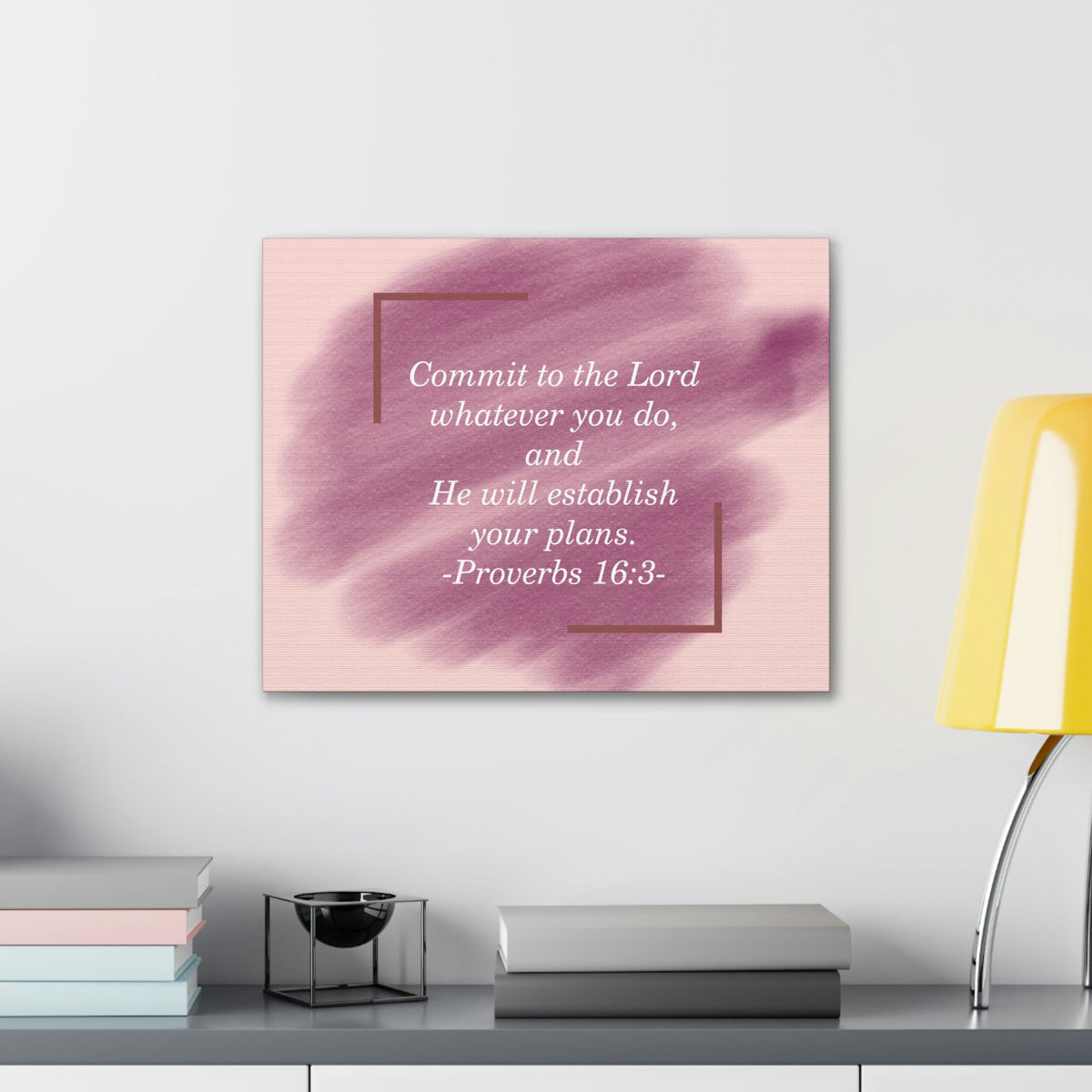 Scripture Walls Commit To The Lord Proverbs 16:3 Maroon Christian Wall Art Bible Verse Print Ready to Hang Unframed-Express Your Love Gifts