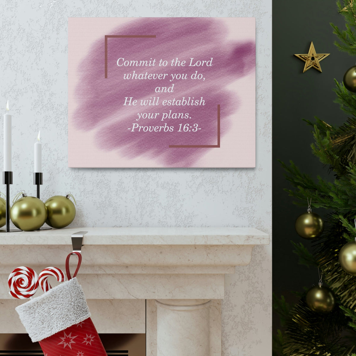 Scripture Walls Commit To The Lord Proverbs 16:3 Maroon Christian Wall Art Bible Verse Print Ready to Hang Unframed-Express Your Love Gifts
