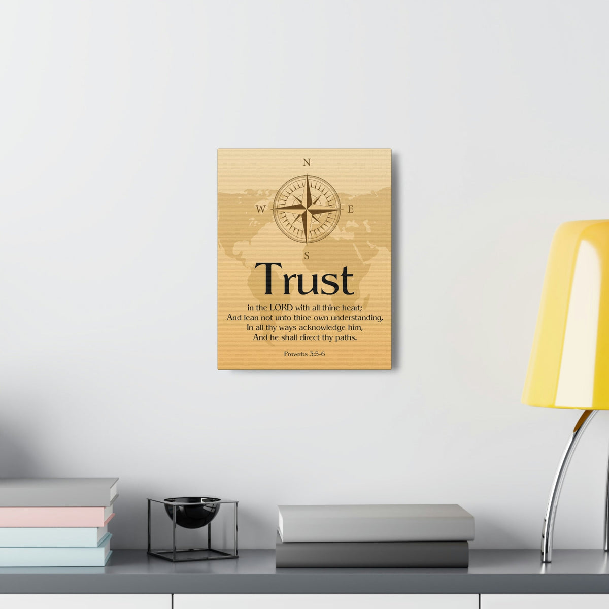 Scripture Walls Compass Brown Proverbs 3:6 Bible Verse Chapter Canvas Christian Wall Art Ready to Hang Unframed-Express Your Love Gifts
