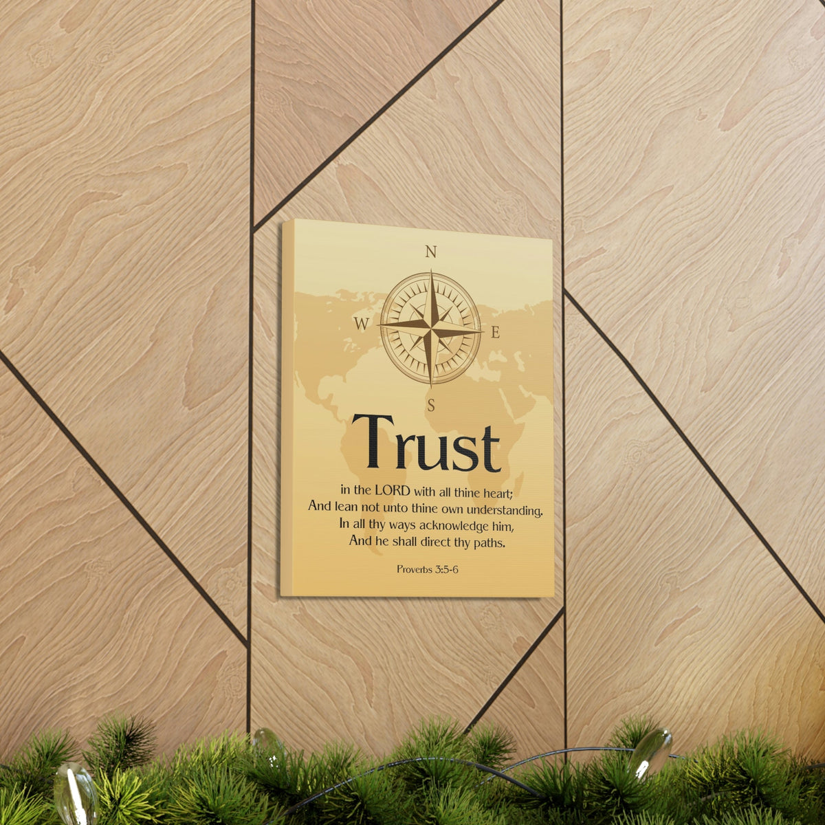 Scripture Walls Compass Brown Proverbs 3:6 Bible Verse Chapter Canvas Christian Wall Art Ready to Hang Unframed-Express Your Love Gifts