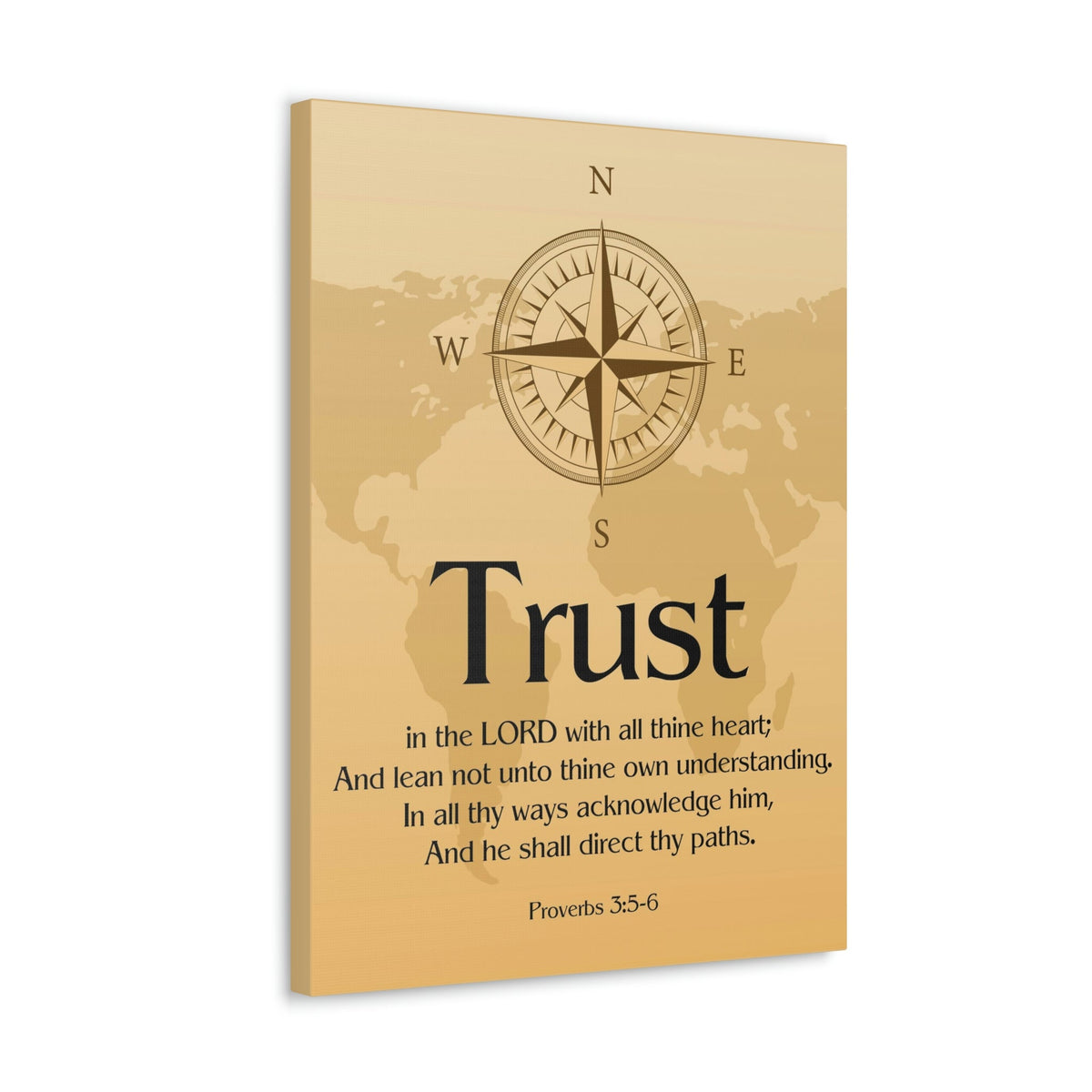 Scripture Walls Compass Brown Proverbs 3:6 Bible Verse Chapter Canvas Christian Wall Art Ready to Hang Unframed-Express Your Love Gifts