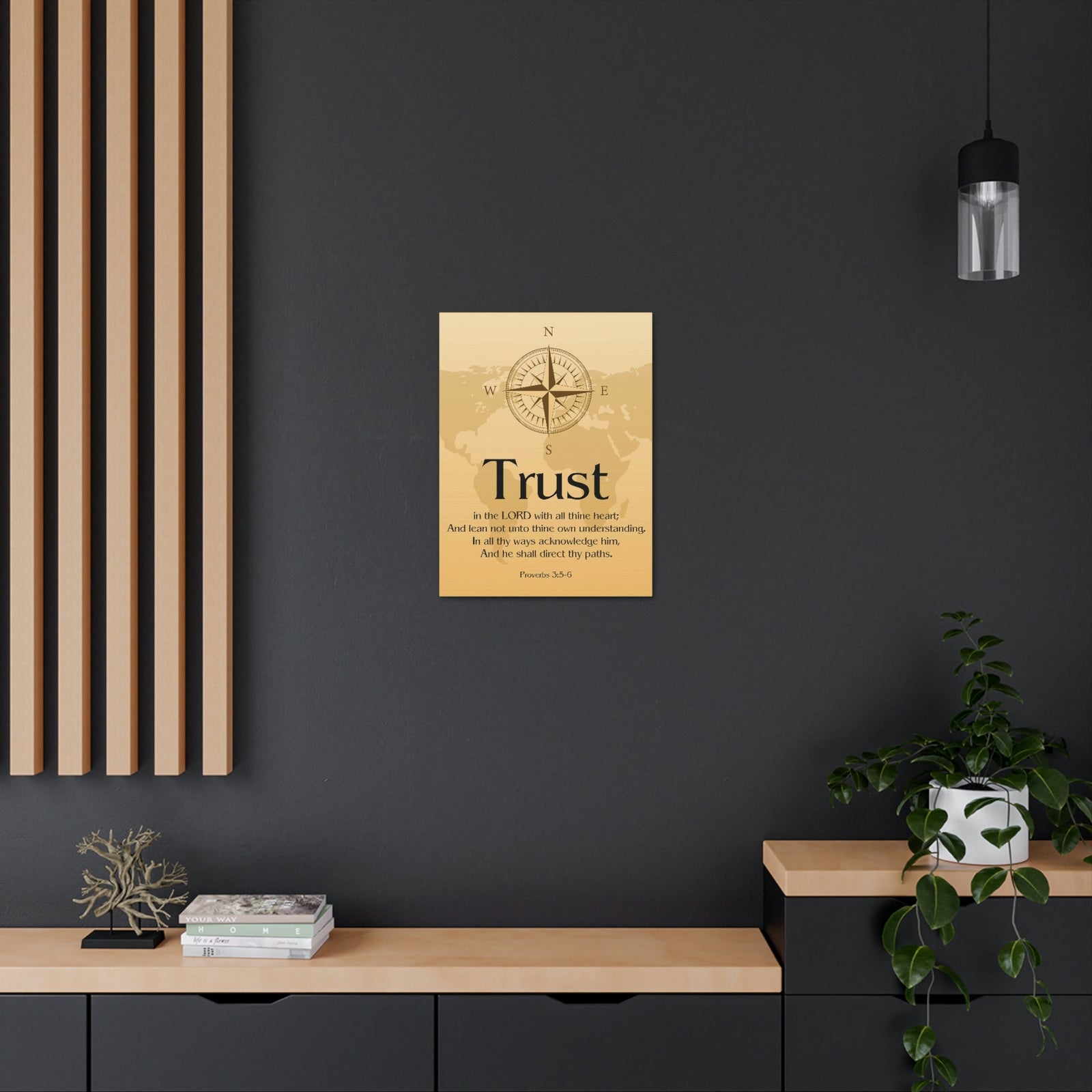 Scripture Walls Compass Brown Proverbs 3:6 Bible Verse Chapter Canvas Christian Wall Art Ready to Hang Unframed-Express Your Love Gifts