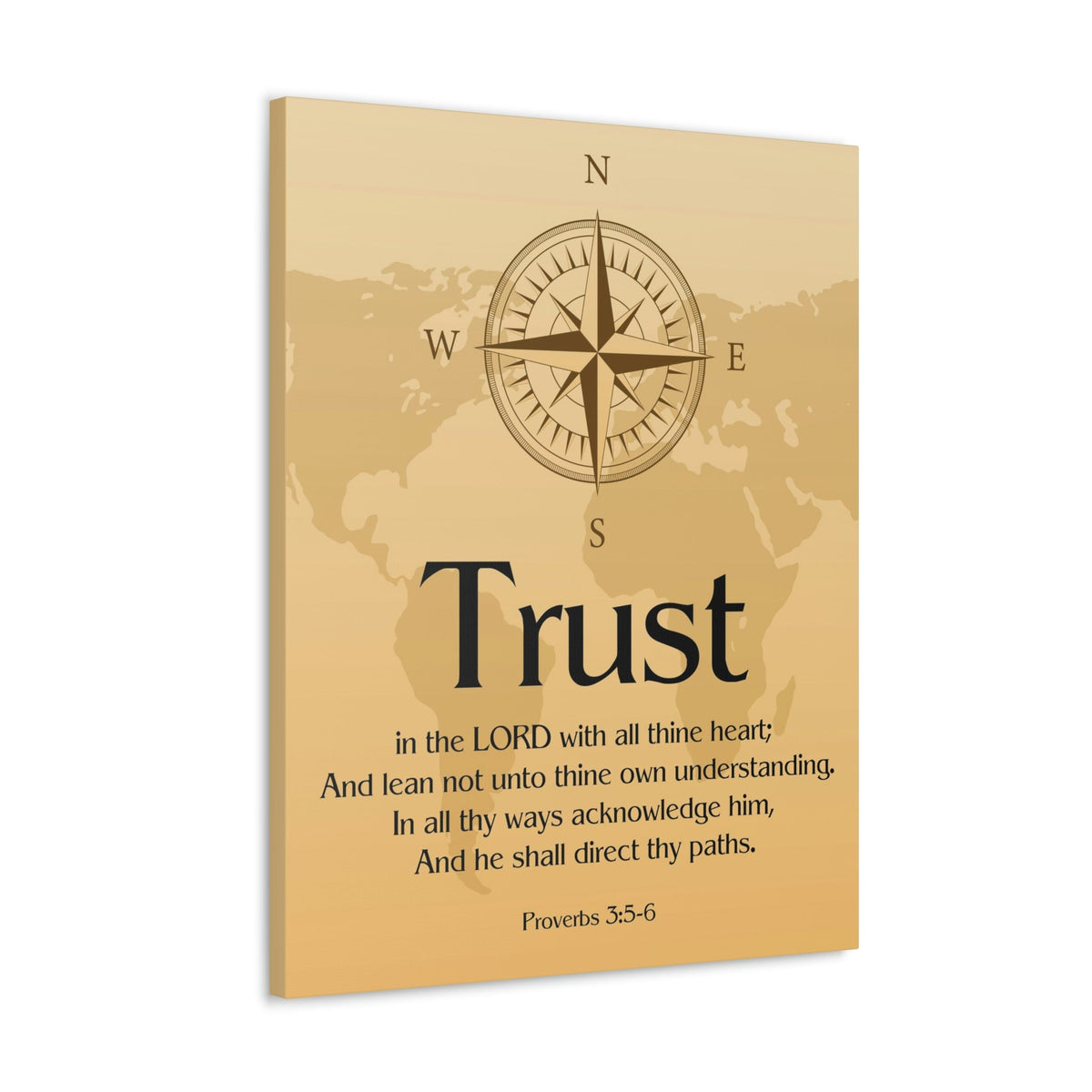 Scripture Walls Compass Brown Proverbs 3:6 Bible Verse Chapter Canvas Christian Wall Art Ready to Hang Unframed-Express Your Love Gifts