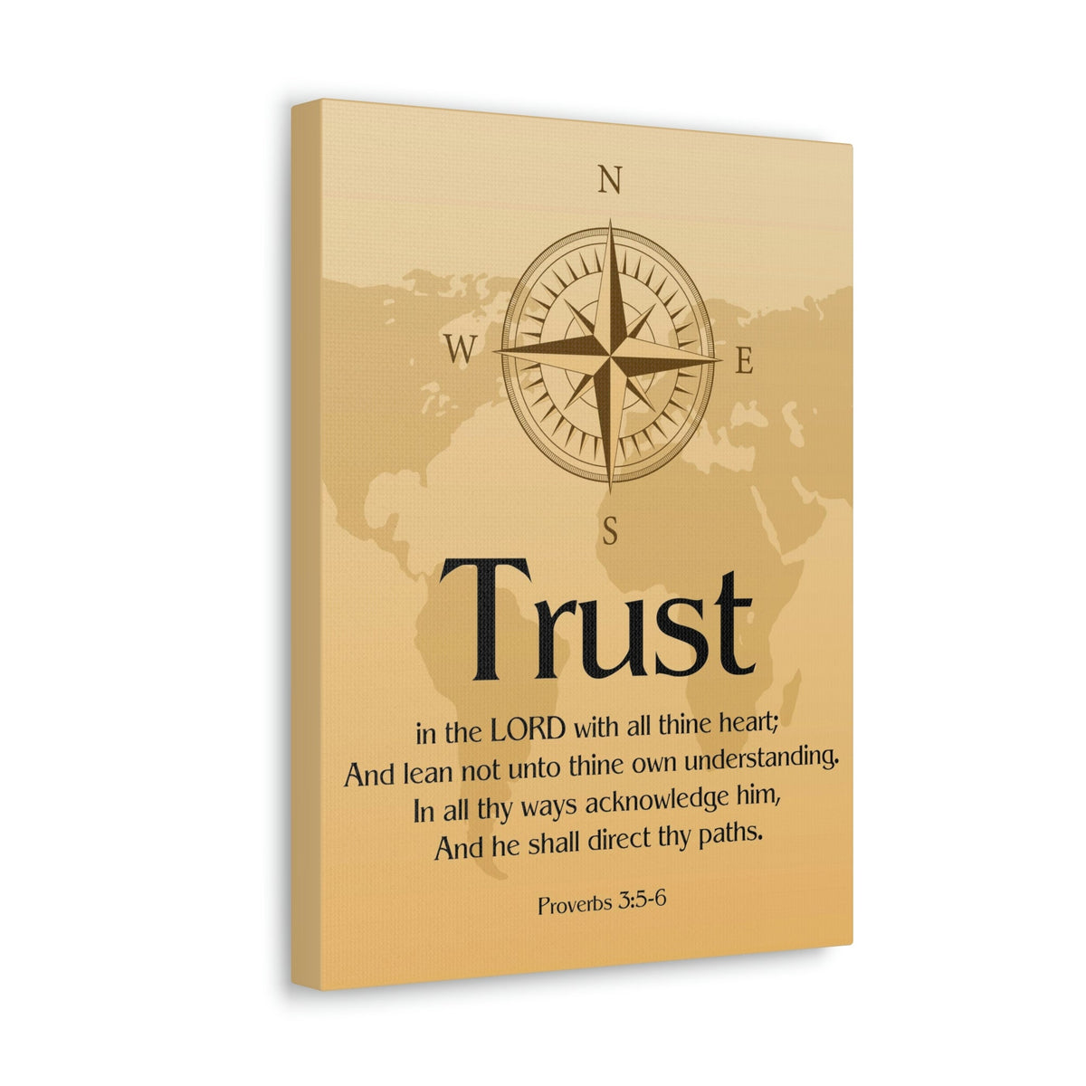 Scripture Walls Compass Brown Proverbs 3:6 Bible Verse Chapter Canvas Christian Wall Art Ready to Hang Unframed-Express Your Love Gifts