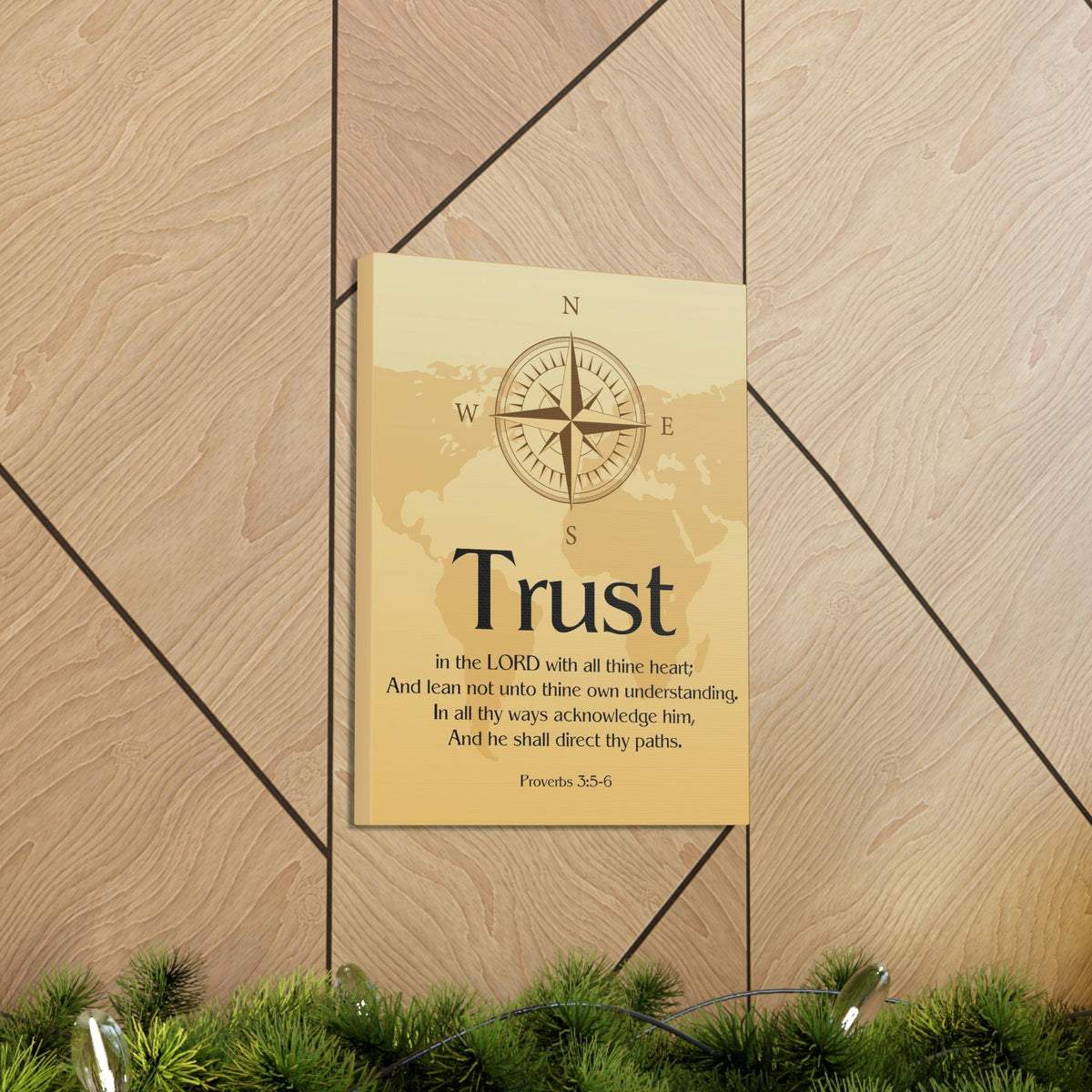 Scripture Walls Compass Brown Proverbs 3:6 Bible Verse Chapter Canvas Christian Wall Art Ready to Hang Unframed-Express Your Love Gifts