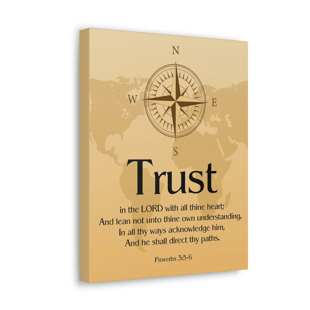 Scripture Walls Compass Brown Proverbs 3:6 Bible Verse Chapter Canvas Christian Wall Art Ready to Hang Unframed-Express Your Love Gifts