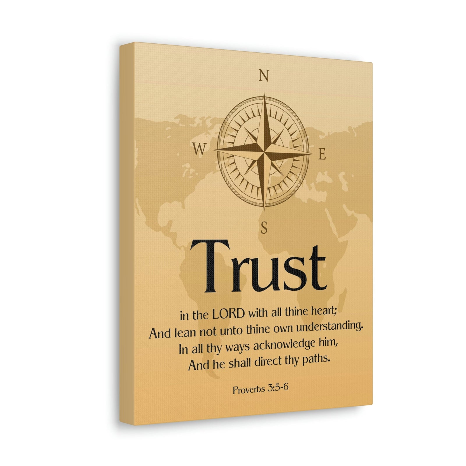 Scripture Walls Compass Brown Proverbs 3:6 Bible Verse Chapter Canvas Christian Wall Art Ready to Hang Unframed-Express Your Love Gifts