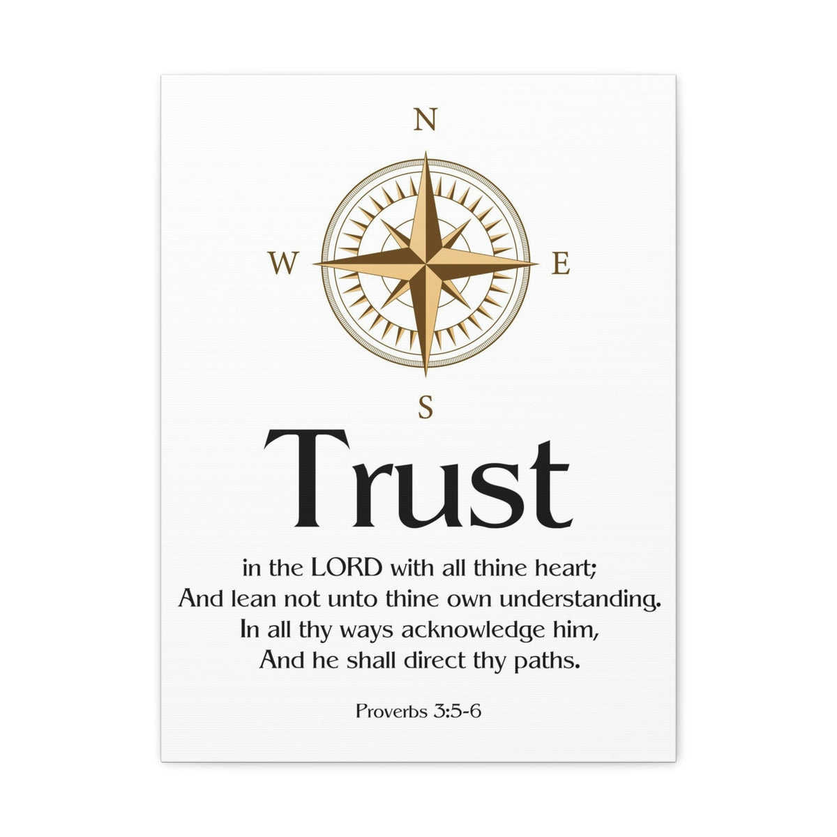 Scripture Walls Compass White Proverbs 3:5 Bible Verse Canvas Christian Wall Art Ready to Hang Unframed-Express Your Love Gifts