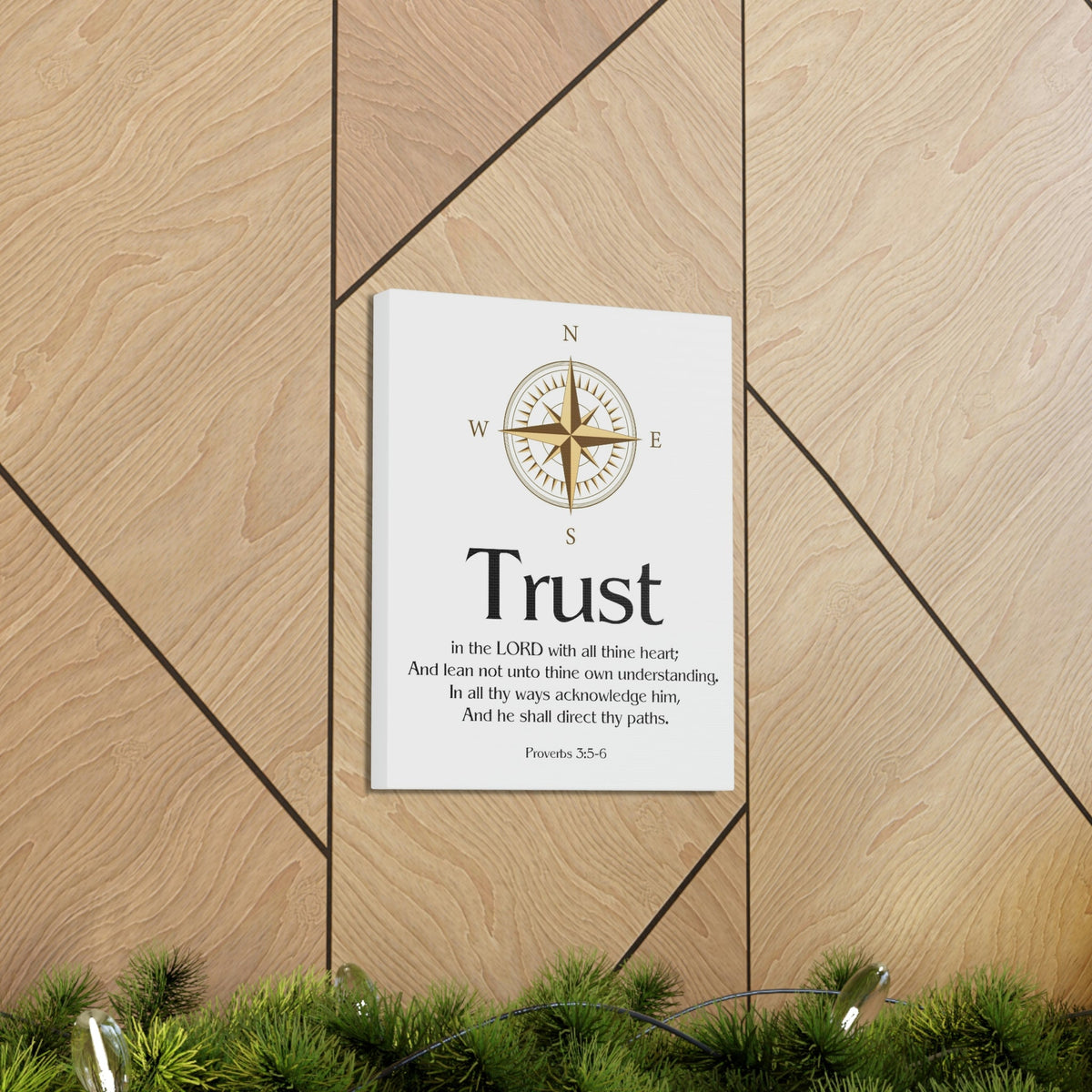 Scripture Walls Compass White Proverbs 3:5 Bible Verse Canvas Christian Wall Art Ready to Hang Unframed-Express Your Love Gifts