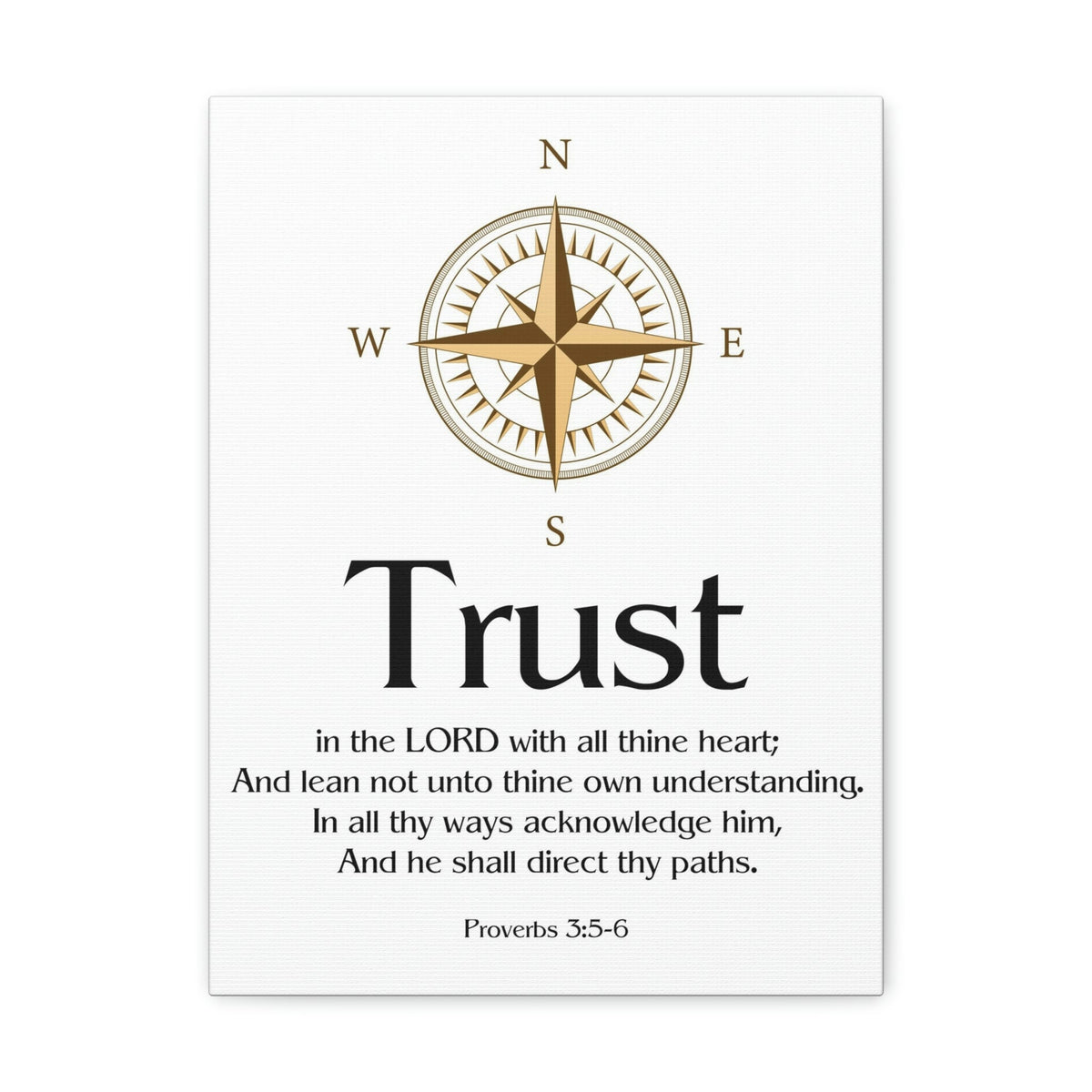 Scripture Walls Compass White Proverbs 3:5 Bible Verse Canvas Christian Wall Art Ready to Hang Unframed-Express Your Love Gifts