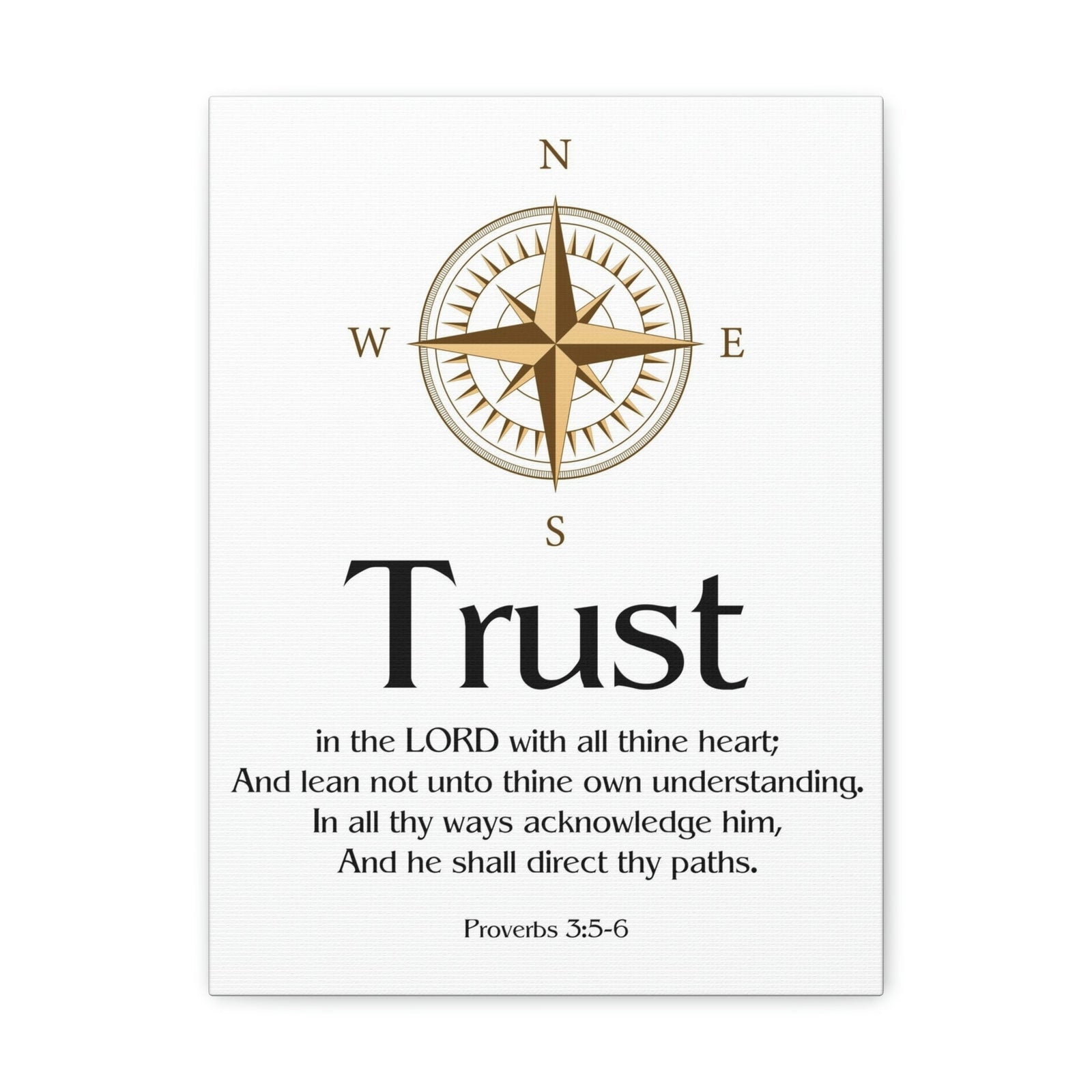Scripture Walls Compass White Proverbs 3:5 Bible Verse Canvas Christian Wall Art Ready to Hang Unframed-Express Your Love Gifts