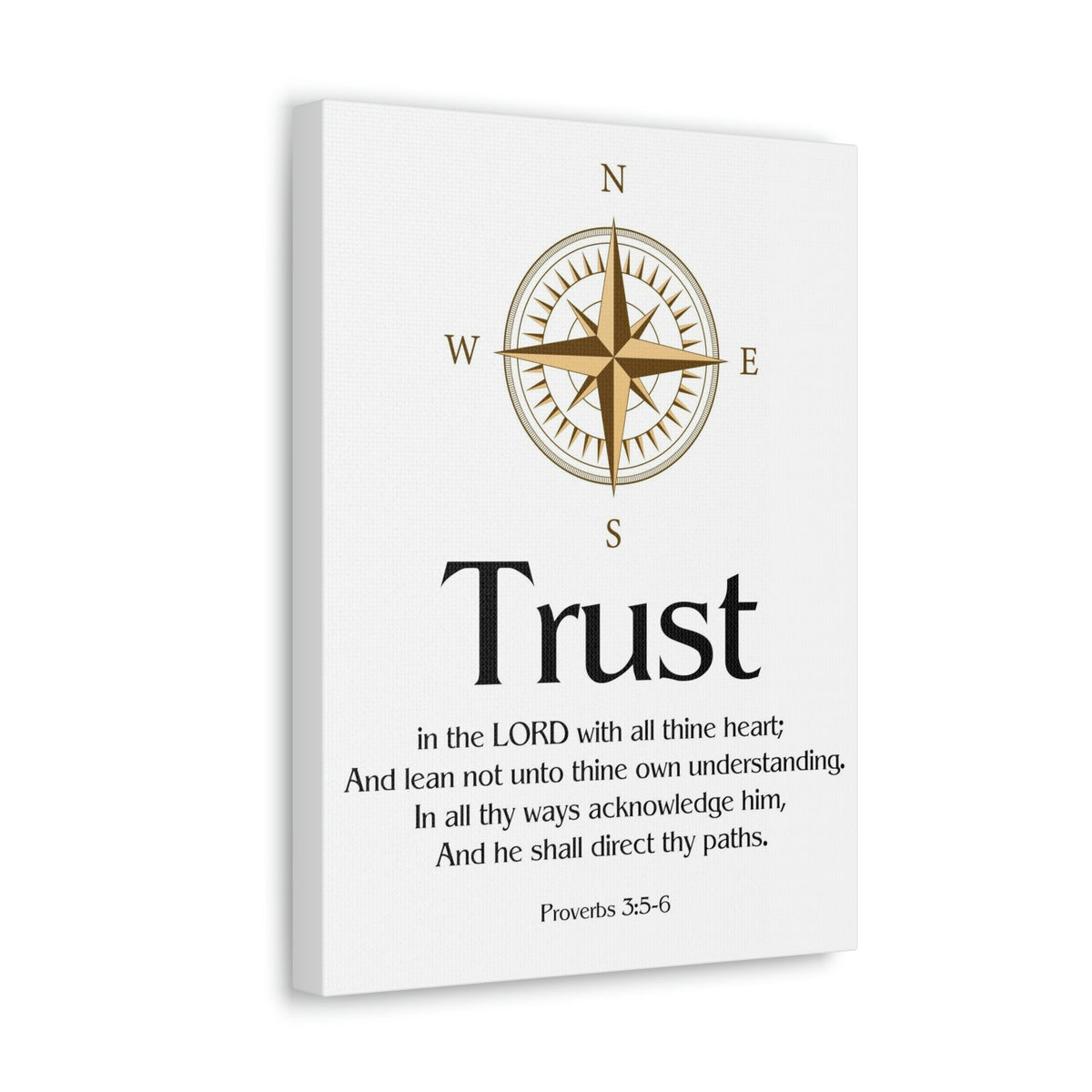 Scripture Walls Compass White Proverbs 3:5 Bible Verse Canvas Christian Wall Art Ready to Hang Unframed-Express Your Love Gifts