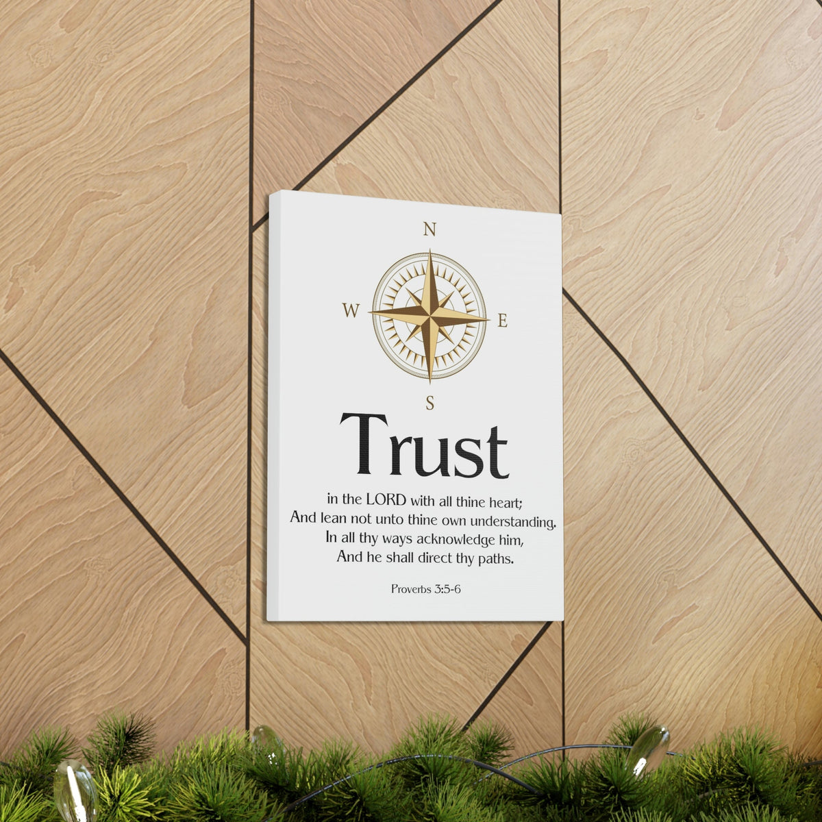 Scripture Walls Compass White Proverbs 3:5 Bible Verse Canvas Christian Wall Art Ready to Hang Unframed-Express Your Love Gifts
