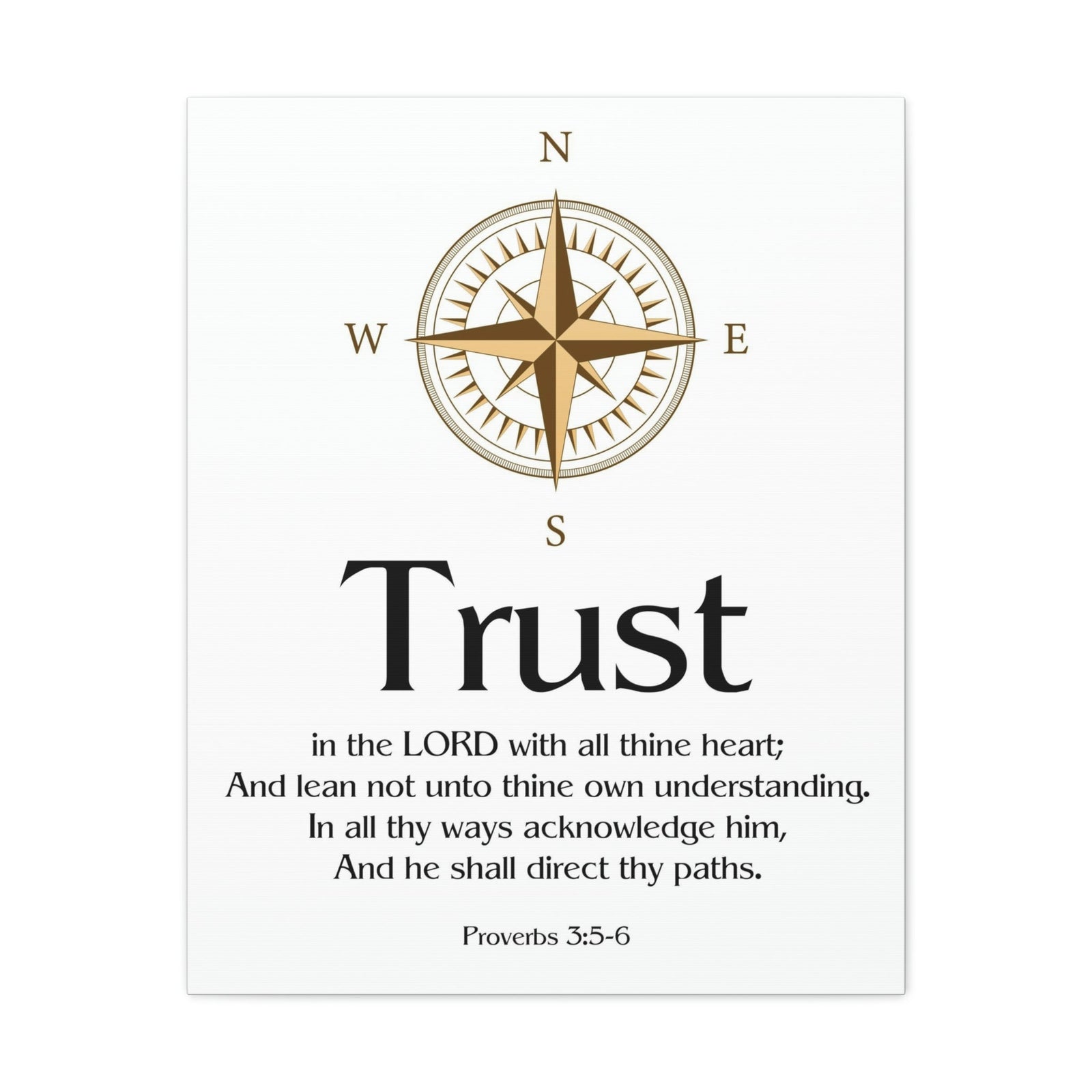 Scripture Walls Compass White Proverbs 3:5 Bible Verse Canvas Christian Wall Art Ready to Hang Unframed-Express Your Love Gifts
