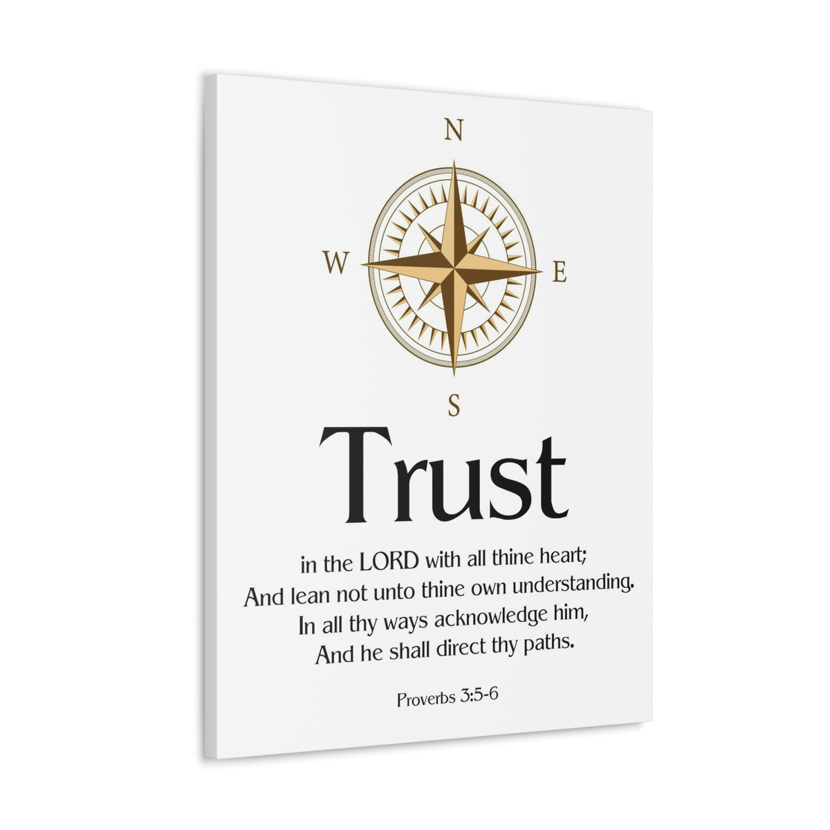 Scripture Walls Compass White Proverbs 3:5 Bible Verse Canvas Christian Wall Art Ready to Hang Unframed-Express Your Love Gifts