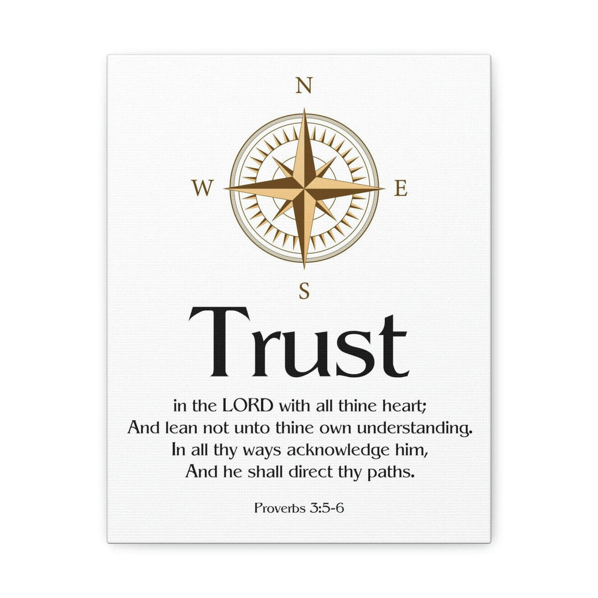 Scripture Walls Compass White Proverbs 3:5 Bible Verse Canvas Christian Wall Art Ready to Hang Unframed-Express Your Love Gifts