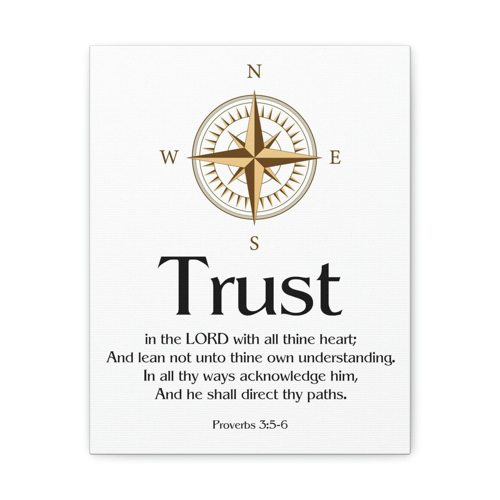 Scripture Walls Compass White Proverbs 3:5 Bible Verse Canvas Christian Wall Art Ready to Hang Unframed-Express Your Love Gifts