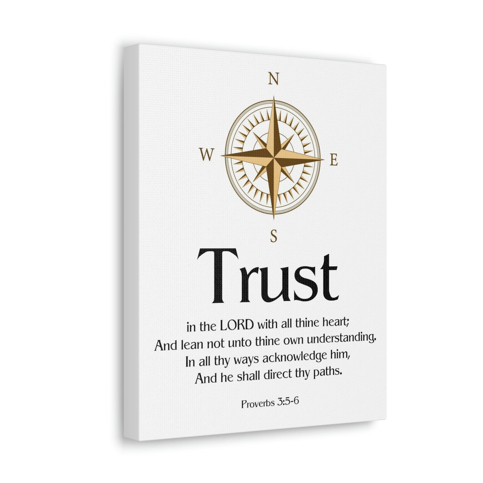 Scripture Walls Compass White Proverbs 3:5 Bible Verse Canvas Christian Wall Art Ready to Hang Unframed-Express Your Love Gifts