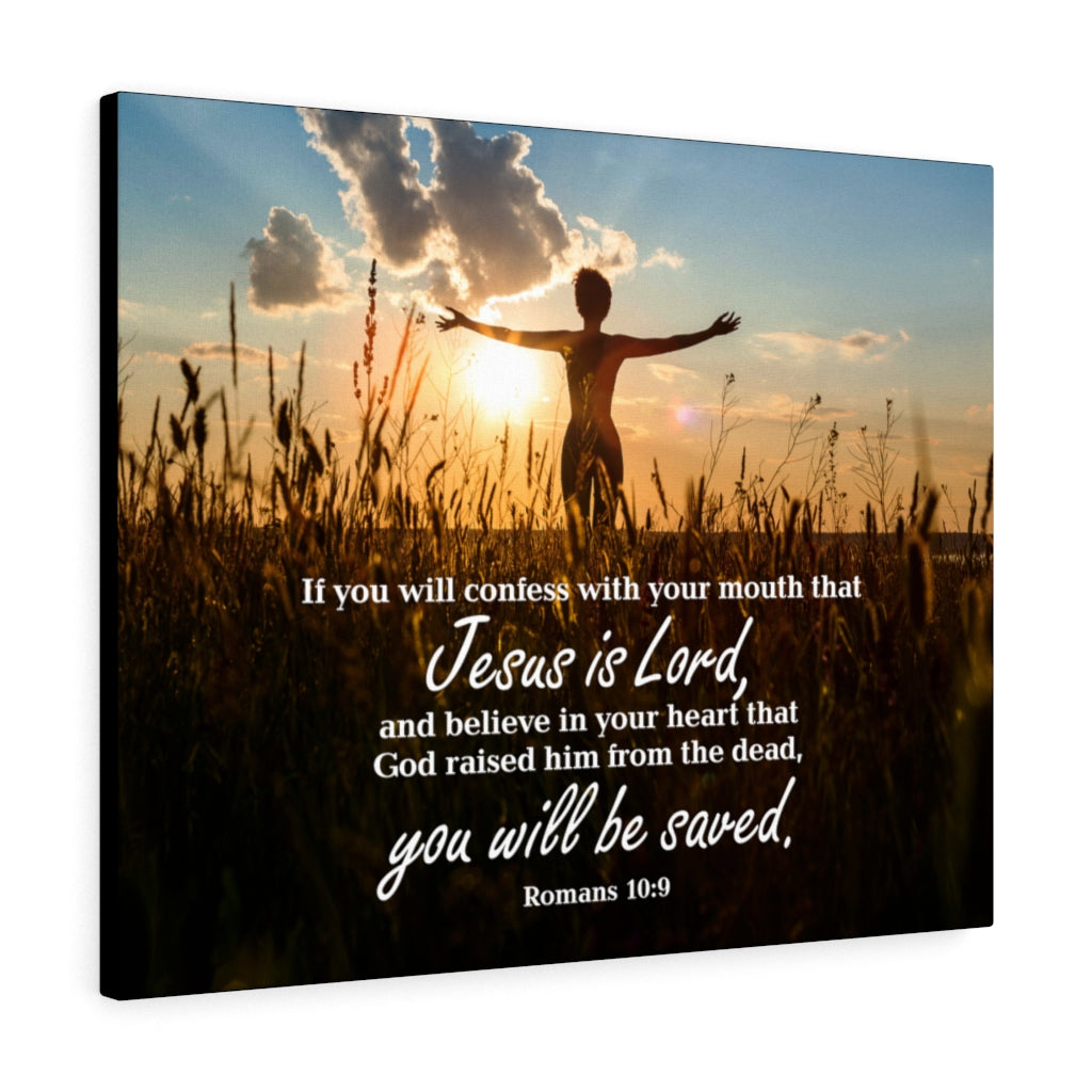 Scripture Walls Confess Jesus Romans 10:9 Wall Art Christian Home Decor Unframed-Express Your Love Gifts