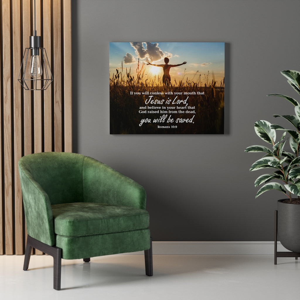 Scripture Walls Confess Jesus Romans 10:9 Wall Art Christian Home Decor Unframed-Express Your Love Gifts