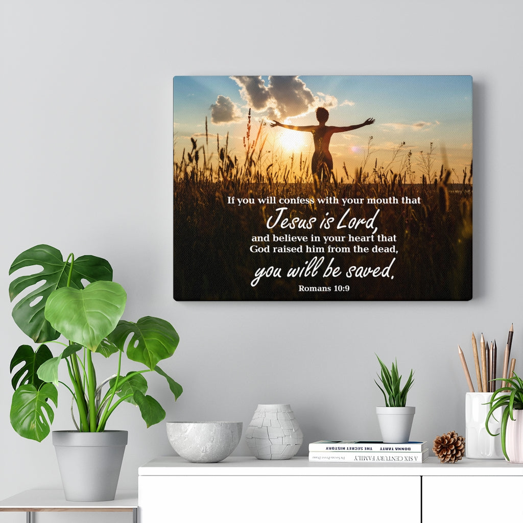 Scripture Walls Confess Jesus Romans 10:9 Wall Art Christian Home Decor Unframed-Express Your Love Gifts