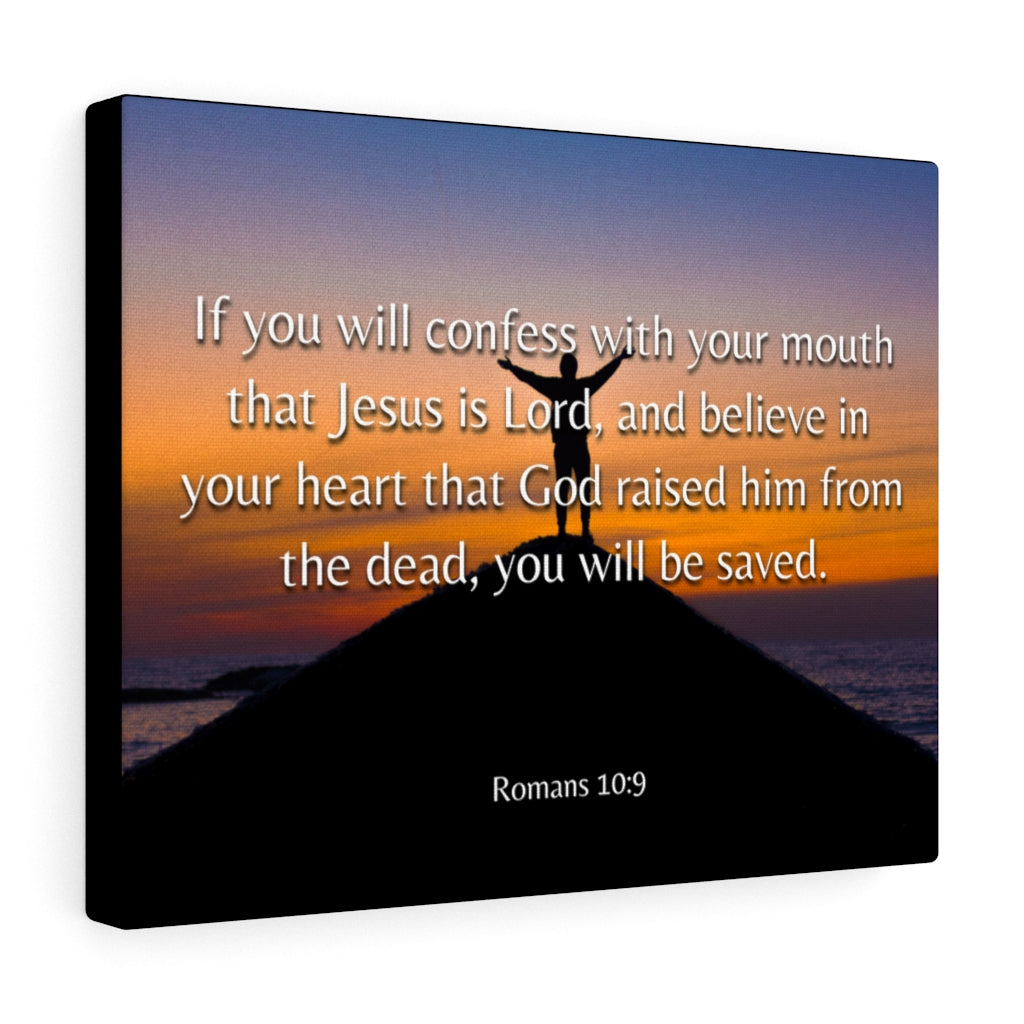 Scripture Walls Confess Romans 10:9 Bible Verse Canvas Christian Wall Art Ready to Hang Unframed-Express Your Love Gifts
