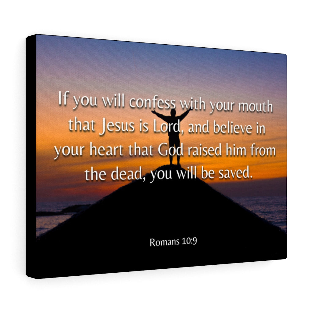 Scripture Walls Confess Romans 10:9 Bible Verse Canvas Christian Wall Art Ready to Hang Unframed-Express Your Love Gifts