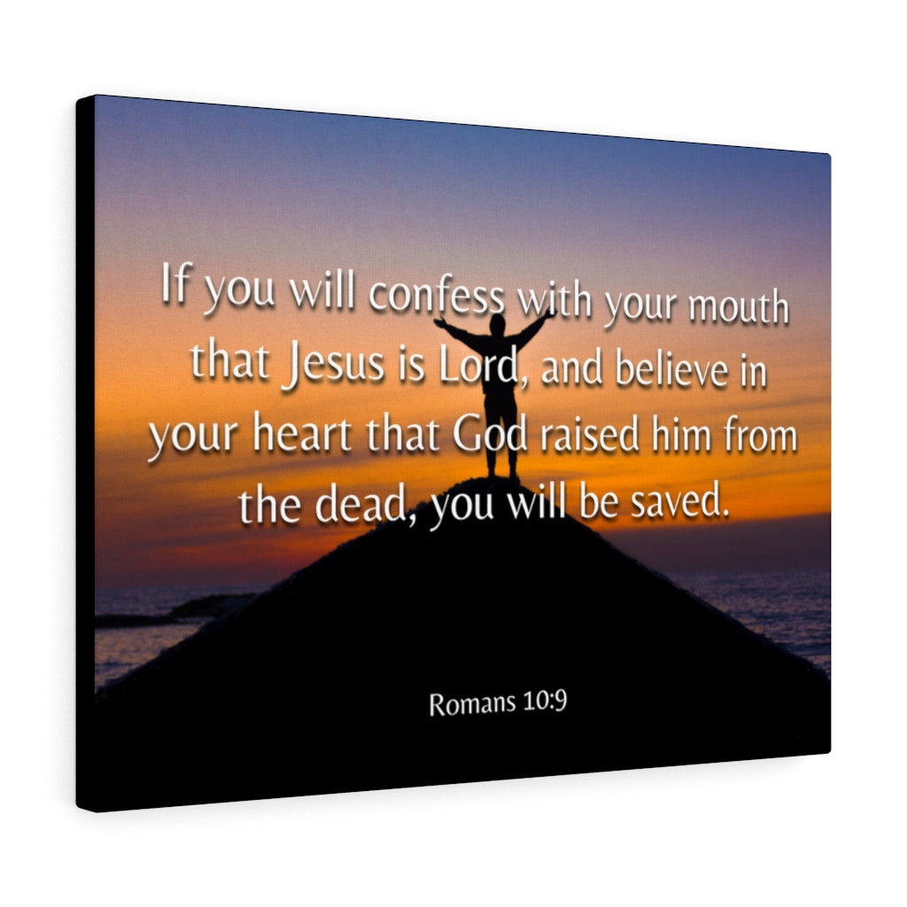 Scripture Walls Confess Romans 10:9 Bible Verse Canvas Christian Wall Art Ready to Hang Unframed-Express Your Love Gifts