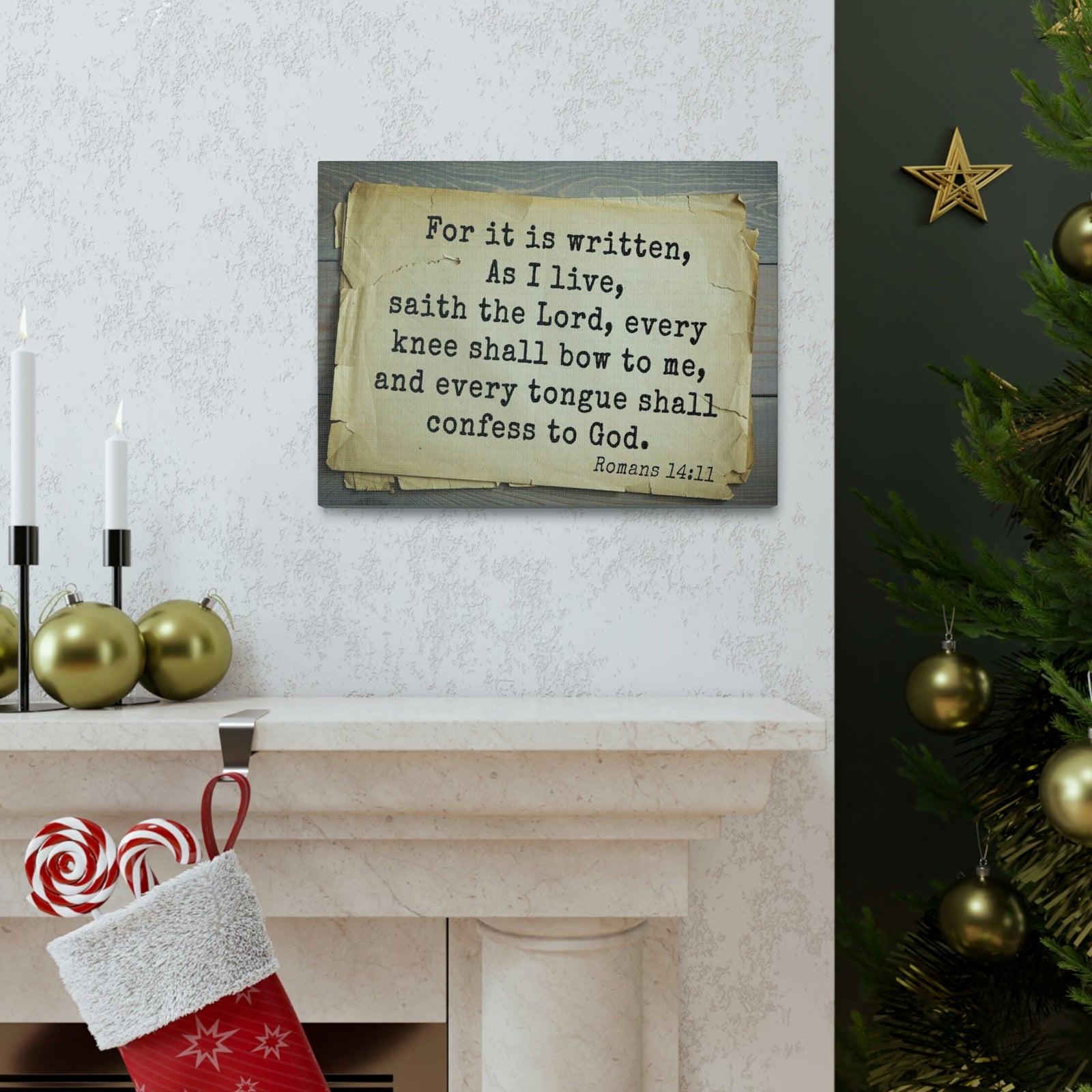 Scripture Walls Confess To God Romans 14:11 Bible Verse Canvas Christian Wall Art Bible Verse Print Ready To Hang Unframed-Express Your Love Gifts