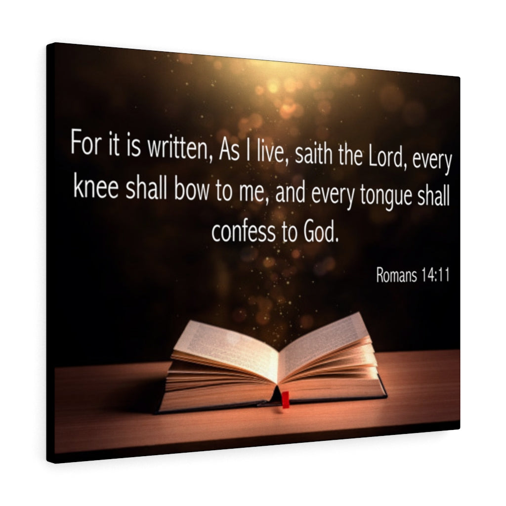 Scripture Walls Confess to God Romans 14:11 Open Bible Bible Verse Canvas Christian Wall Art Ready to Hang Unframed-Express Your Love Gifts