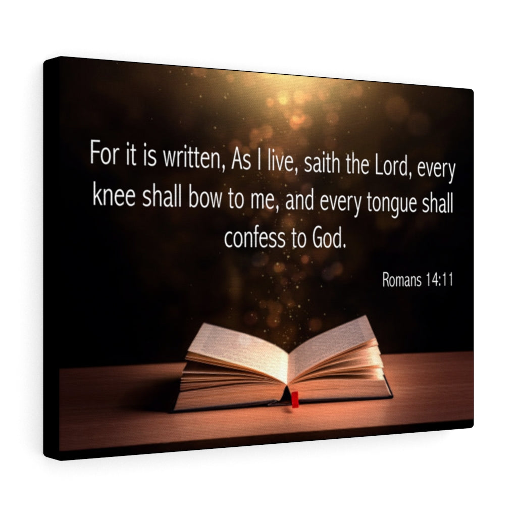 Scripture Walls Confess to God Romans 14:11 Open Bible Bible Verse Canvas Christian Wall Art Ready to Hang Unframed-Express Your Love Gifts