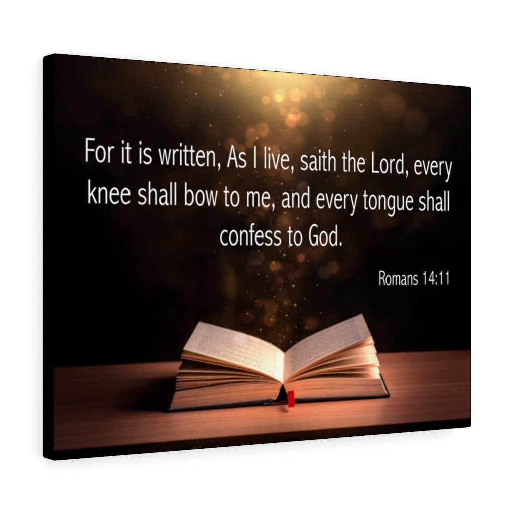 Scripture Walls Confess to God Romans 14:11 Open Bible Bible Verse Canvas Christian Wall Art Ready to Hang Unframed-Express Your Love Gifts