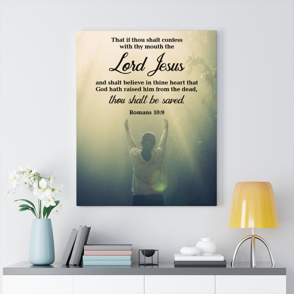 Scripture Walls Confess With Your Mouth Romans 10:9 Bible Verse Canvas Christian Wall Art Ready to Hang Unframed-Express Your Love Gifts