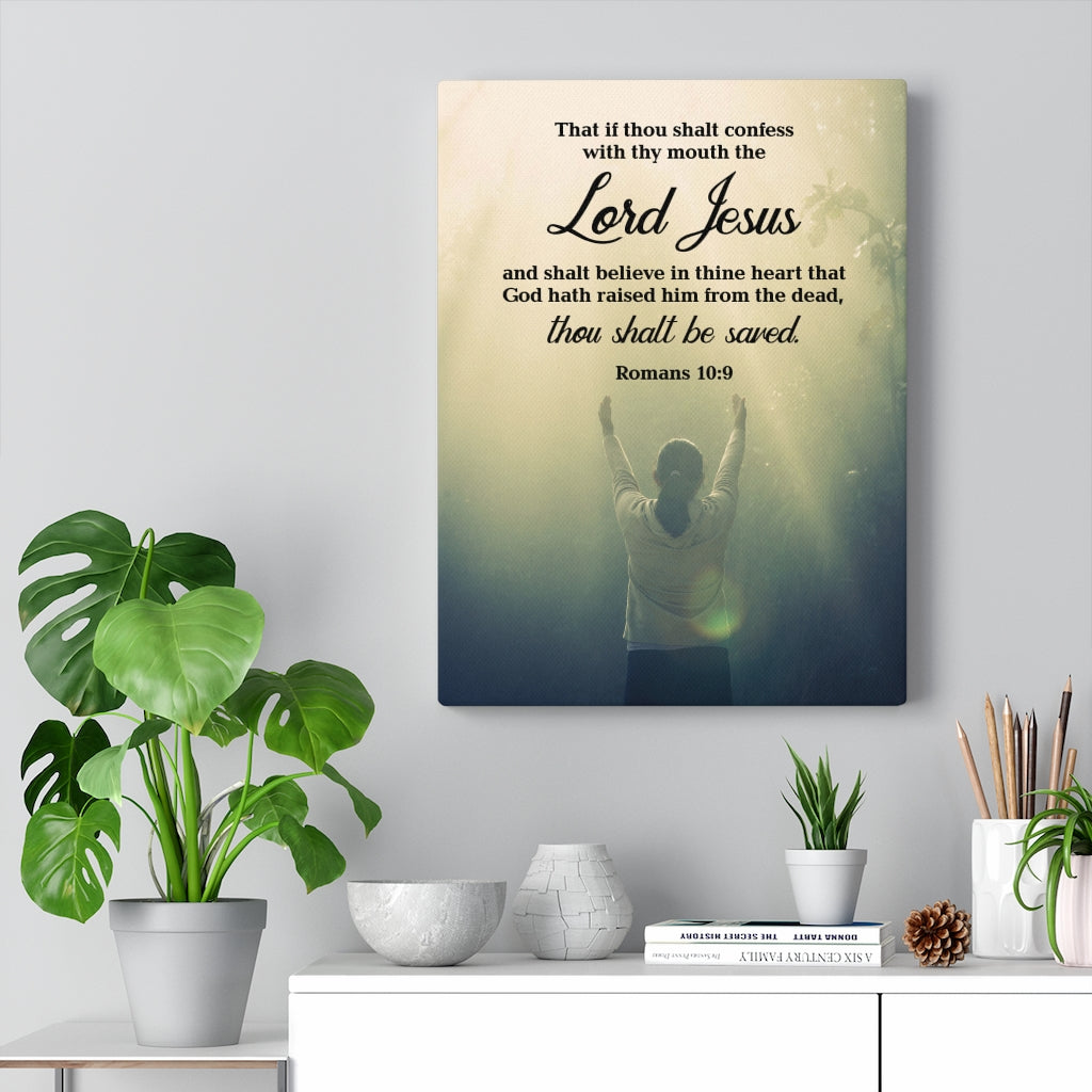 Scripture Walls Confess With Your Mouth Romans 10:9 Bible Verse Canvas Christian Wall Art Ready to Hang Unframed-Express Your Love Gifts